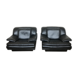 Authentic vintage armchairs leather Italian style quality top 1970