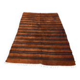 Tapis Kilim turc rustique orange brûlé, tapis en laine fait main, 146x220 cm