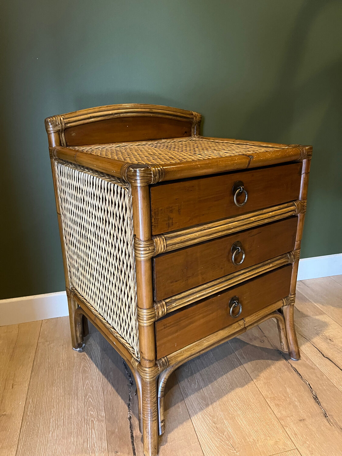 Wicker rattan chest of drawers