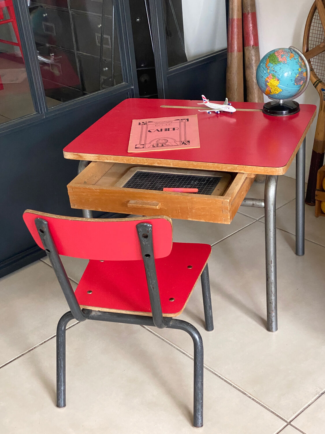 Vintage Formica children's desk and chair set