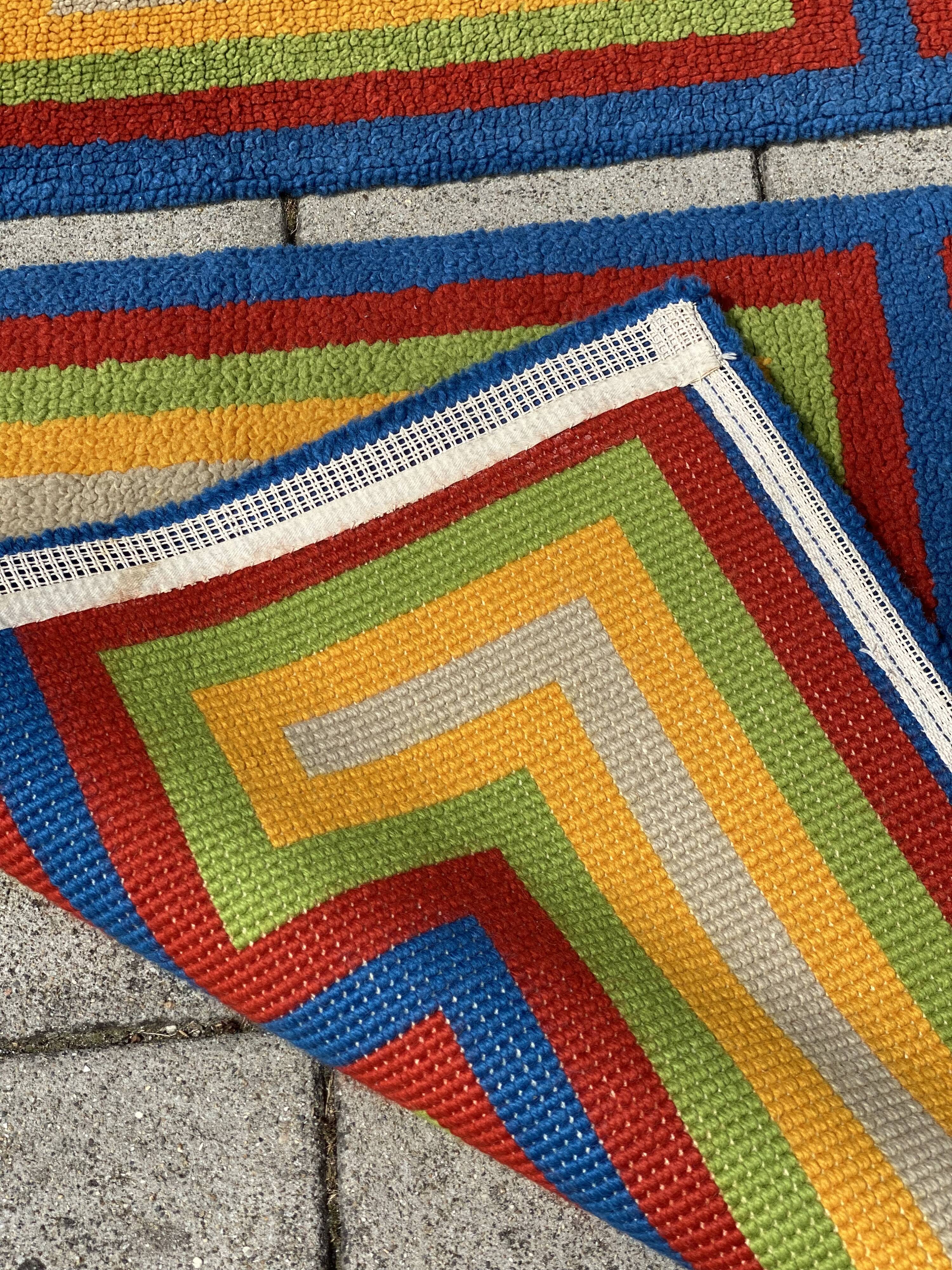Trio of Vintage Bold Primary Colors Shag Rugs