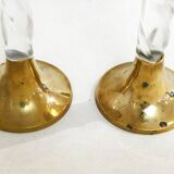 Pair of golden & plexi candle holders