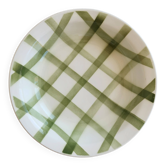 Plat de service rond creux vintage faïence -  Modèle Nappe vert