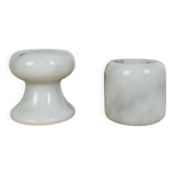 Pair of vintage white marble candlesticks