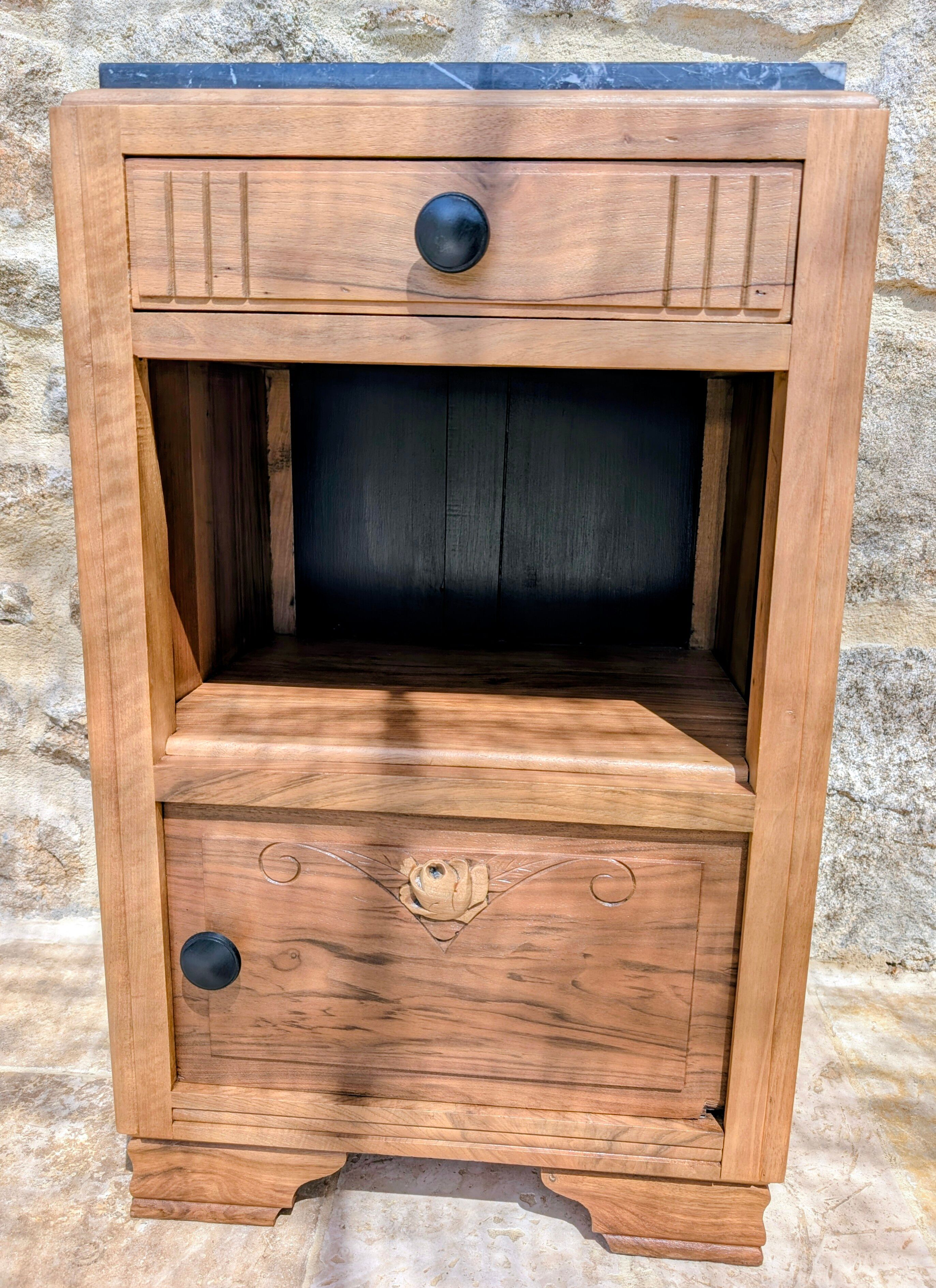 Art Deco Walnut Cabinet Maker Nightstand