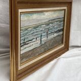 Painting Oil on canvas signed -Normandy - dimension: height -37cm- Width -63cm-