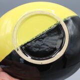 Ancienne ceramique vide poche design vintage noir jaune