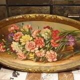 Oil on panel Bouquet with carnations 19th century