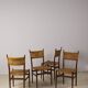 Set of 4 Italian teak and rattan dining chairs