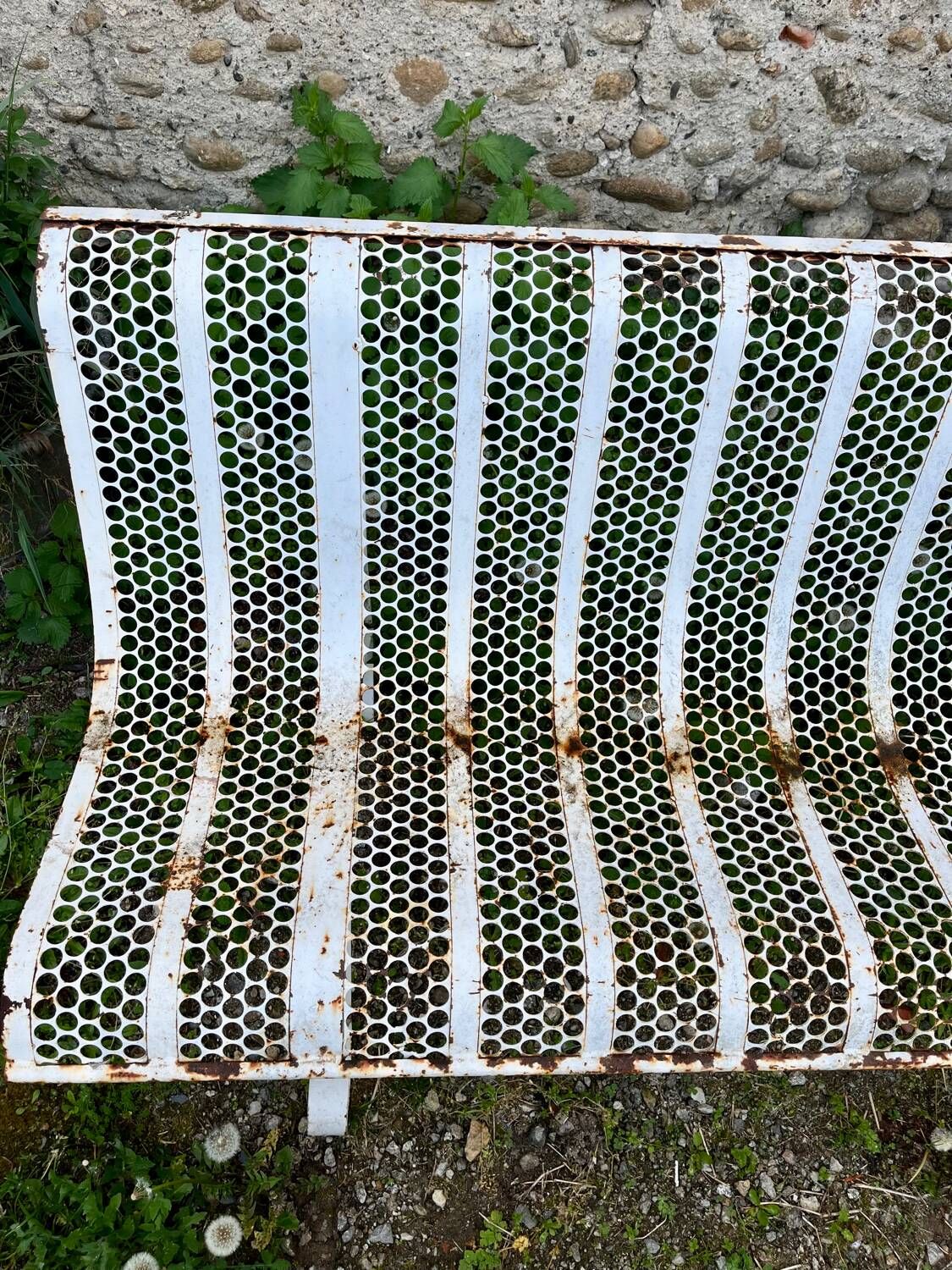 Public bench, street furniture, wrought iron garden bench