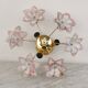 Set of 3 Charming Murano Vintage Ceiling Light Pink Flowers, 1970s