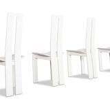 Set de 4 chaises de salon en cuir blanc par Pietro Costantini 1970s