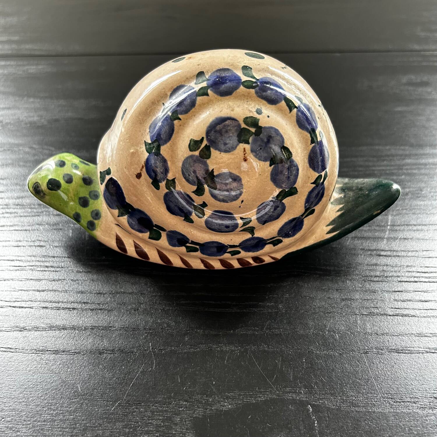 Painted stoneware snail