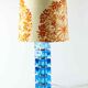 Carl Fagerlund table lamp for Orrefors blue glass and brass Sweden 1960