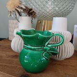 Pitcher signed Cerenne Vallauris in green ceramics