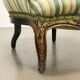 Antique upholstered and lacquered wooden armchair, Italy, late 19th century.