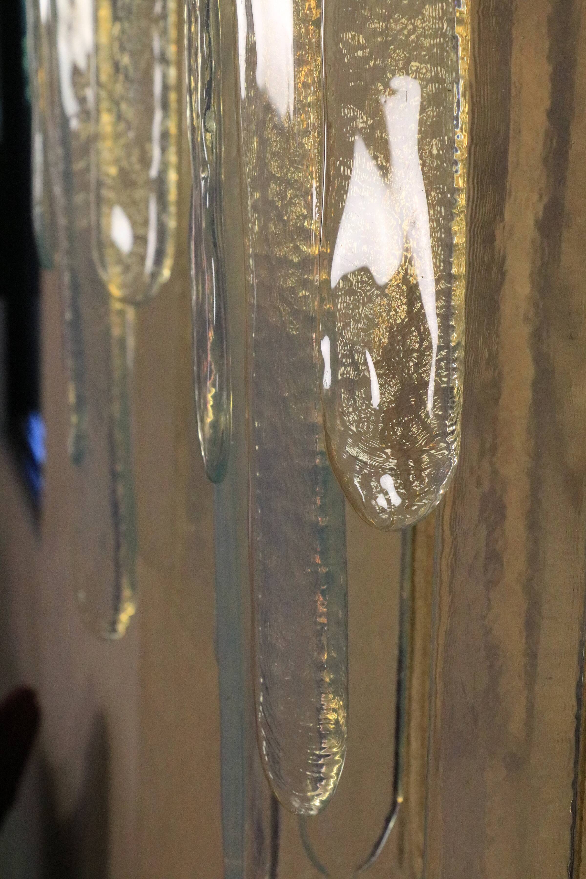 1 x Wall lamp by Carlo Nason for Mazzega, Cascade, Ice Blue, 1970s