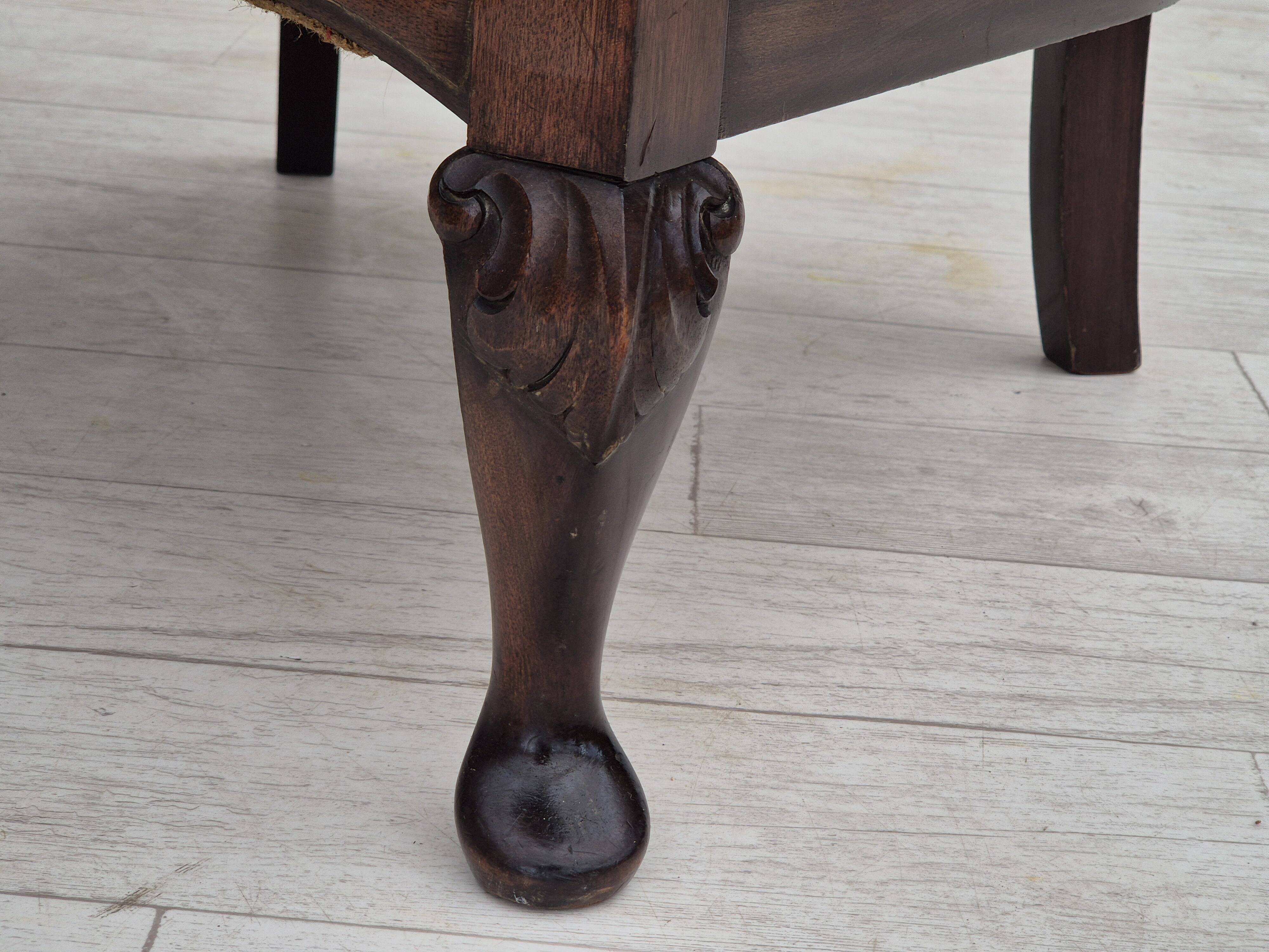 Années 1950, chaise longue danoise, état d'origine, meuble en laine bleu clair.