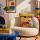 Housse de coussin brodée main en soie, art moderne, motif spirales