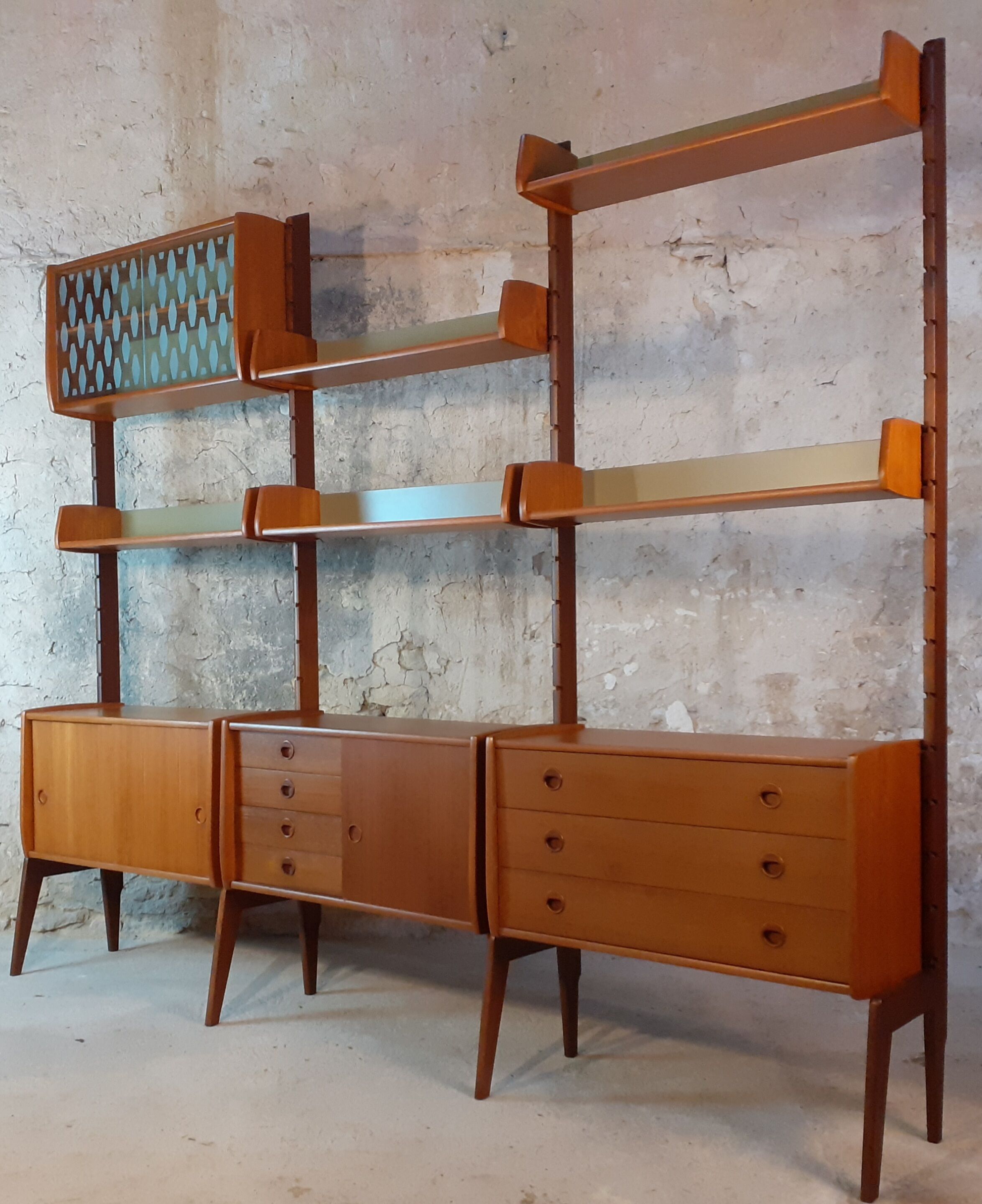 Meuble en teck, 3 modules, modèle Ergo par Blindheim, Norvège 1960