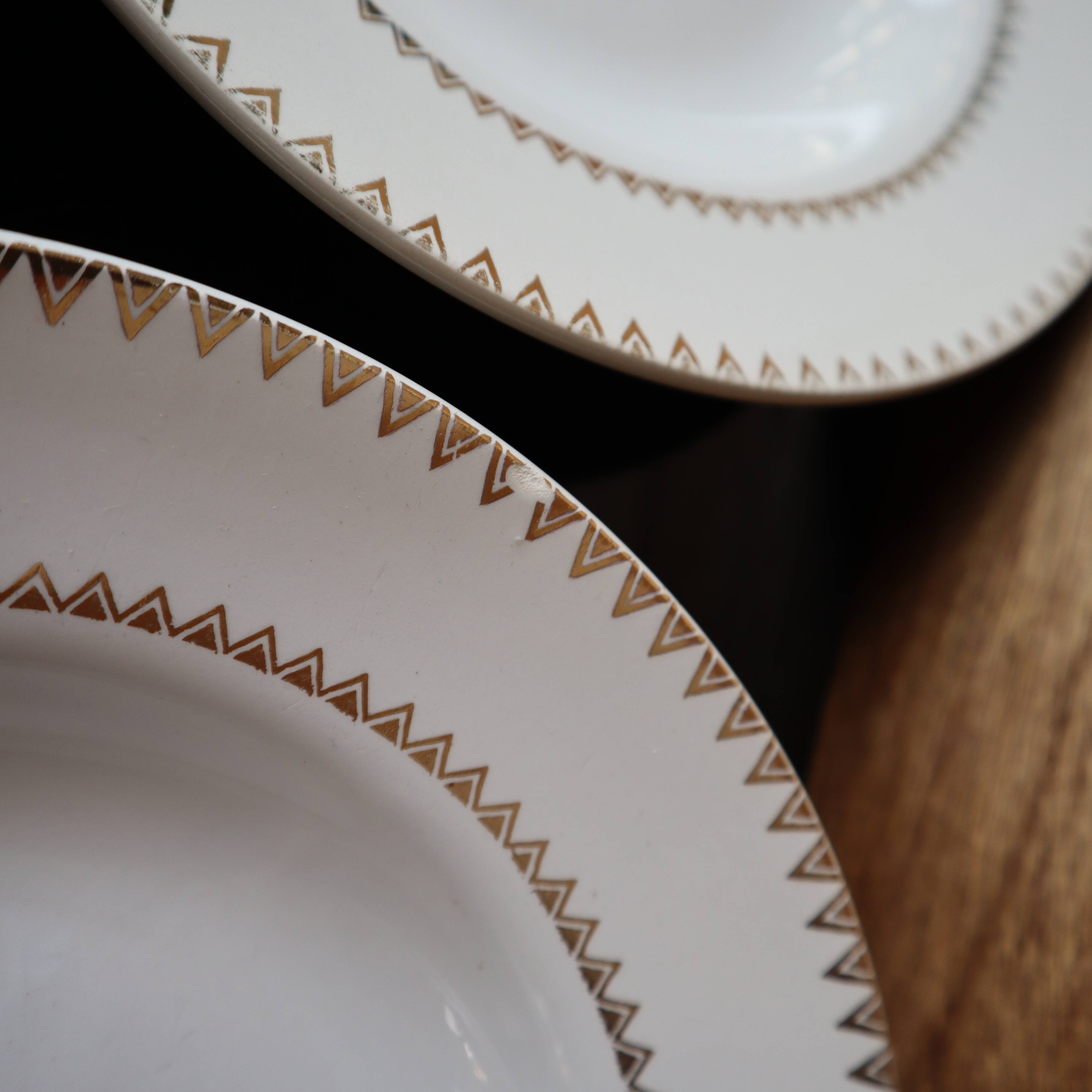 Set of 6 deep porcelain plates Golden Frise