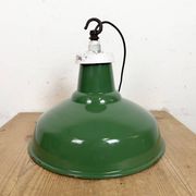 Industrial British Green Enamel Factory Pendant Lamp, 1960s