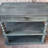 Console Louis XIV shabby chic - patine vert sauge