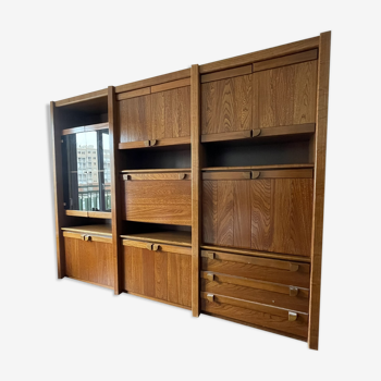 Meuble étagères living bois 1970