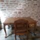 Louis XV style table in oak and cherry wood.