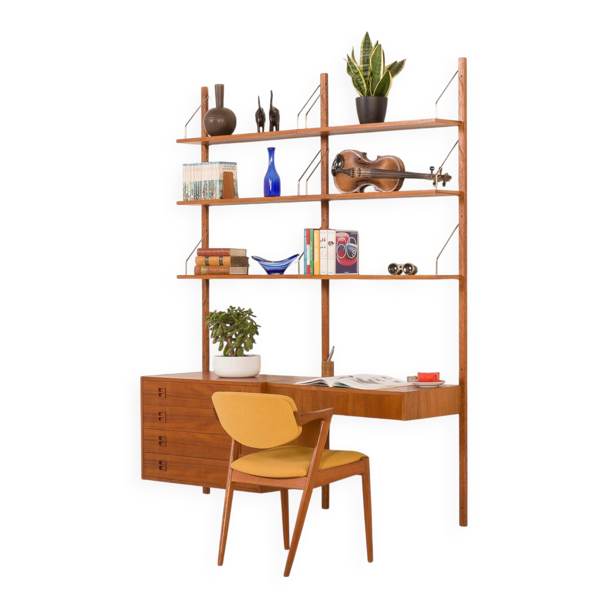 Danish vintage teak wall unit with a desk, 1960s