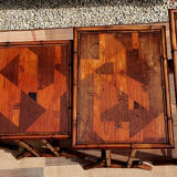 Lot of 4 bamboo pull out tables, Perret and Vibert 1900