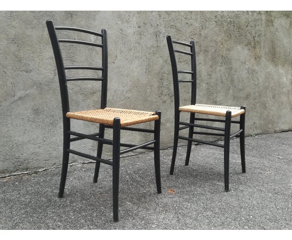 Paire de chaises Cassina en bois années 60