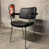 Vintage Retro Design Black Faux Leather Armchair