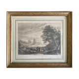 After claude le lorrain, engraving, landscape with shepherds
