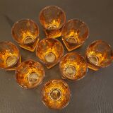 Lot de 9 verres roses vintage base carrée