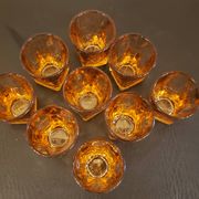 Set of 9 vintage pink glasses with square base