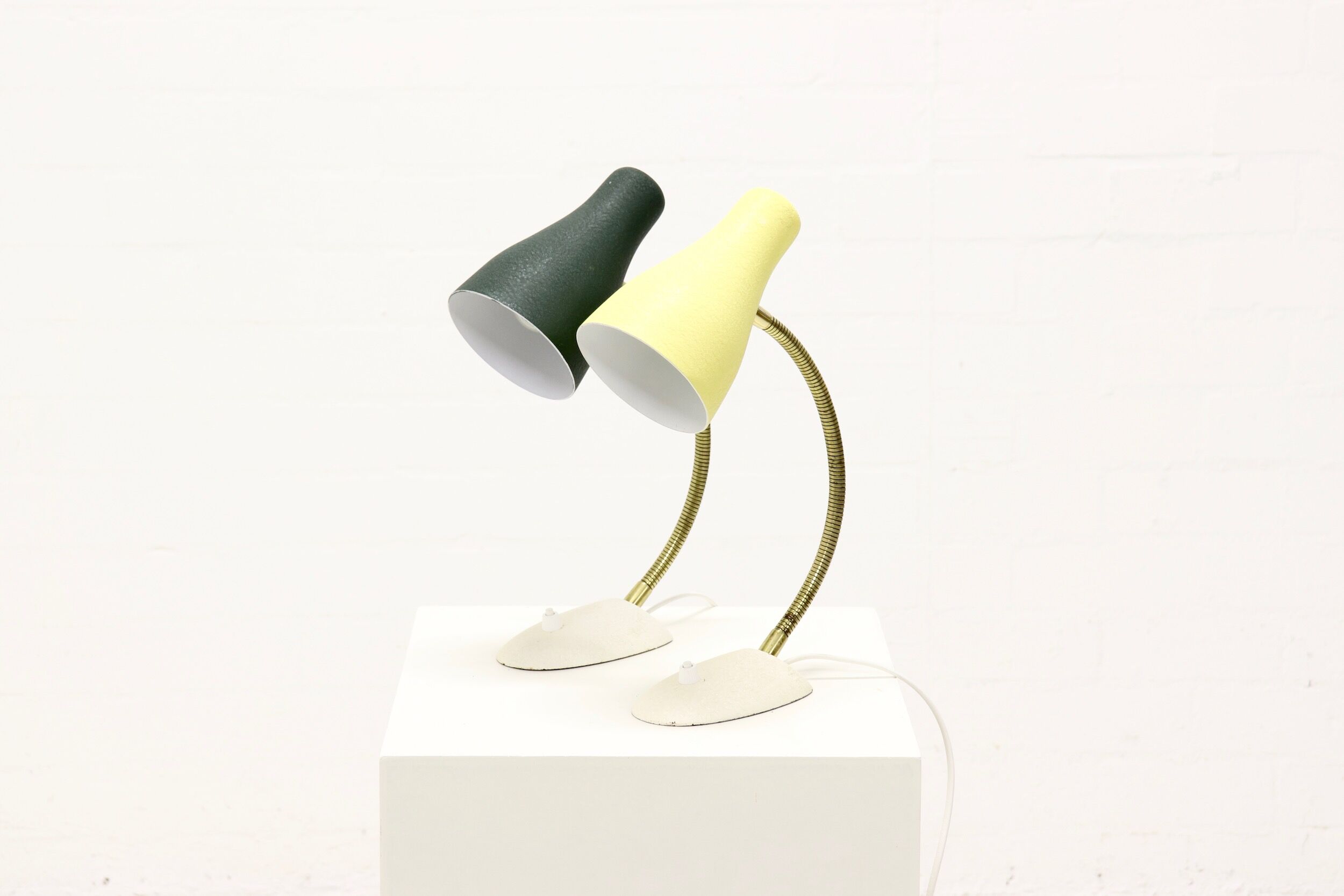 Set of 2 mid century desk lamps with metal shade, 1950