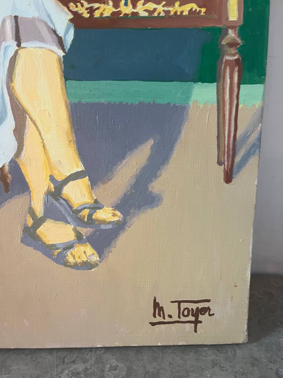 "The Love Novel", oil on canvas signed M. Toyer