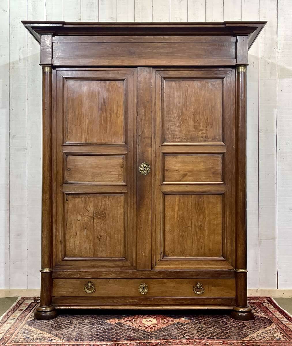 Early 19th century Empire style oak wardrobe