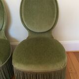 Pair of green velvet armchairs