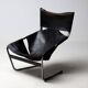 Pierre Paulin F444 chaise longue in black leather - All original, Vintage