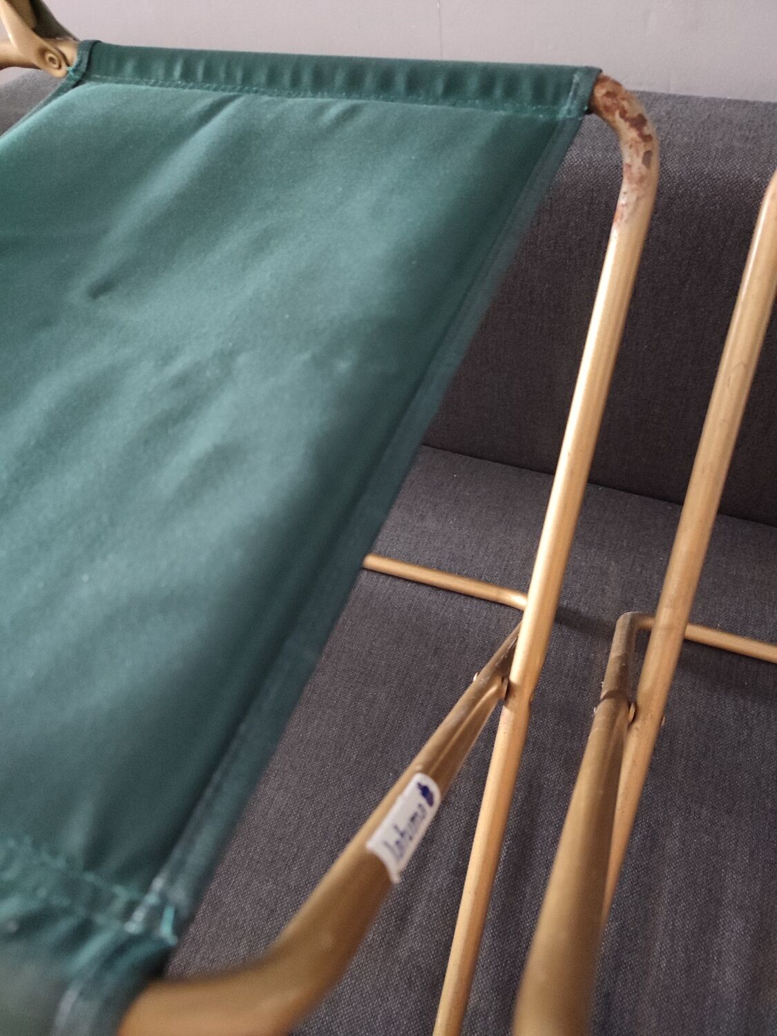 3 folding Lafuma green vintage camping seats