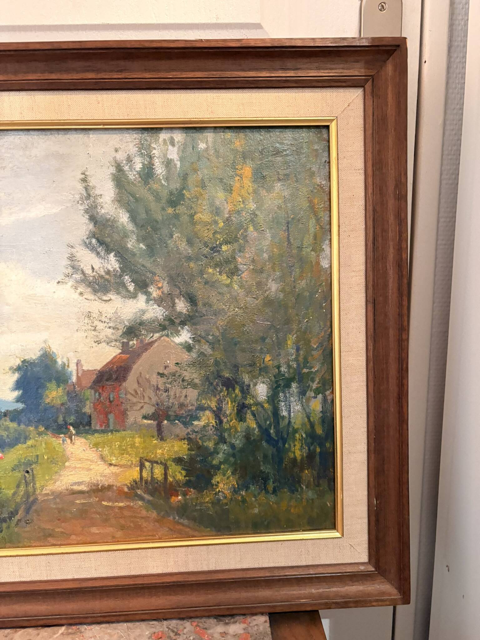 Old Oil Painting Georges LE MEILLEUR House on the Marne Impressionism