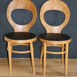2 baumann chairs, seagull, dark beech, black imitation leather
