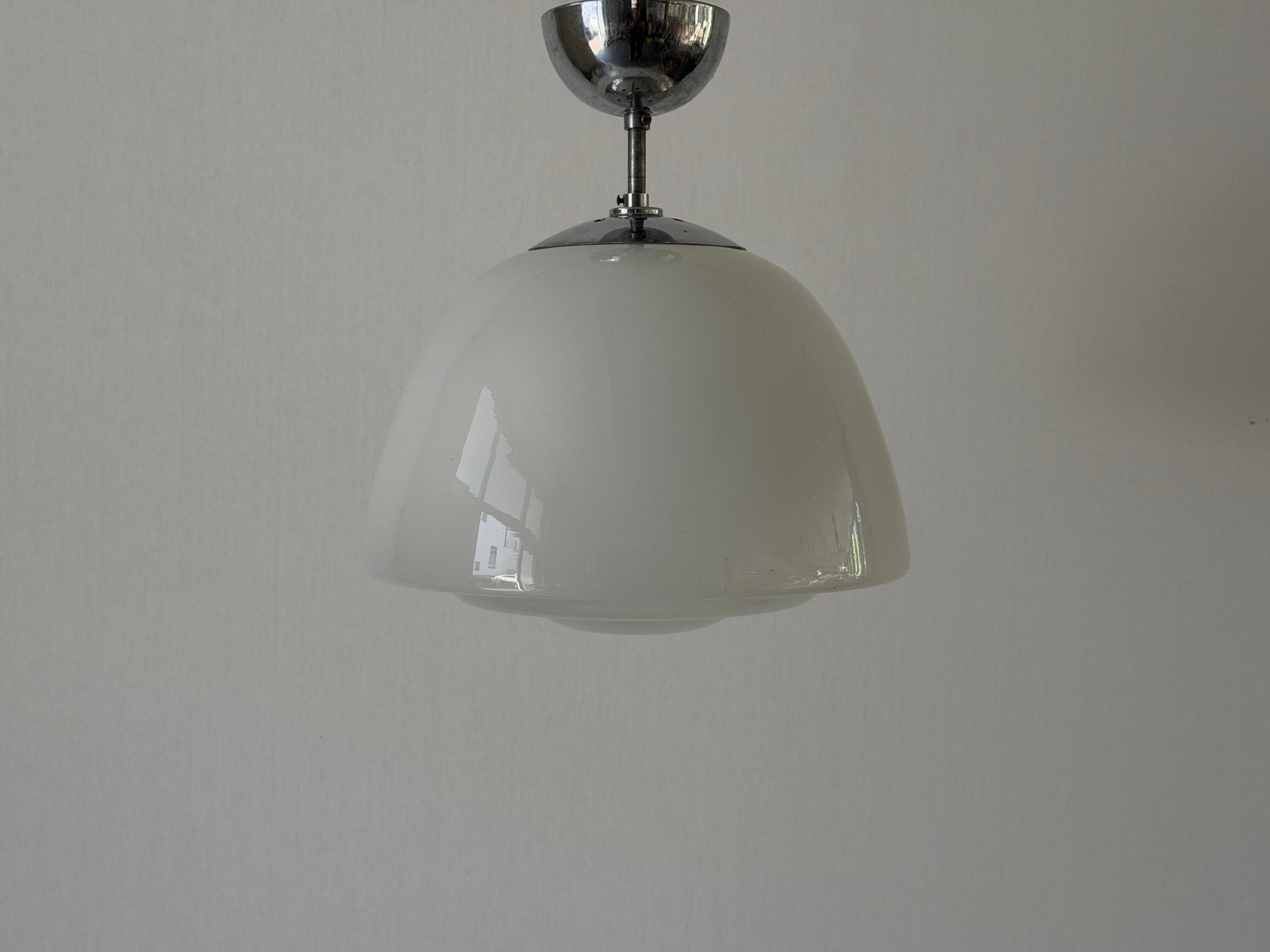 Opal glass ceiling light in Bauhaus style, Art Deco, 1940s, Germany