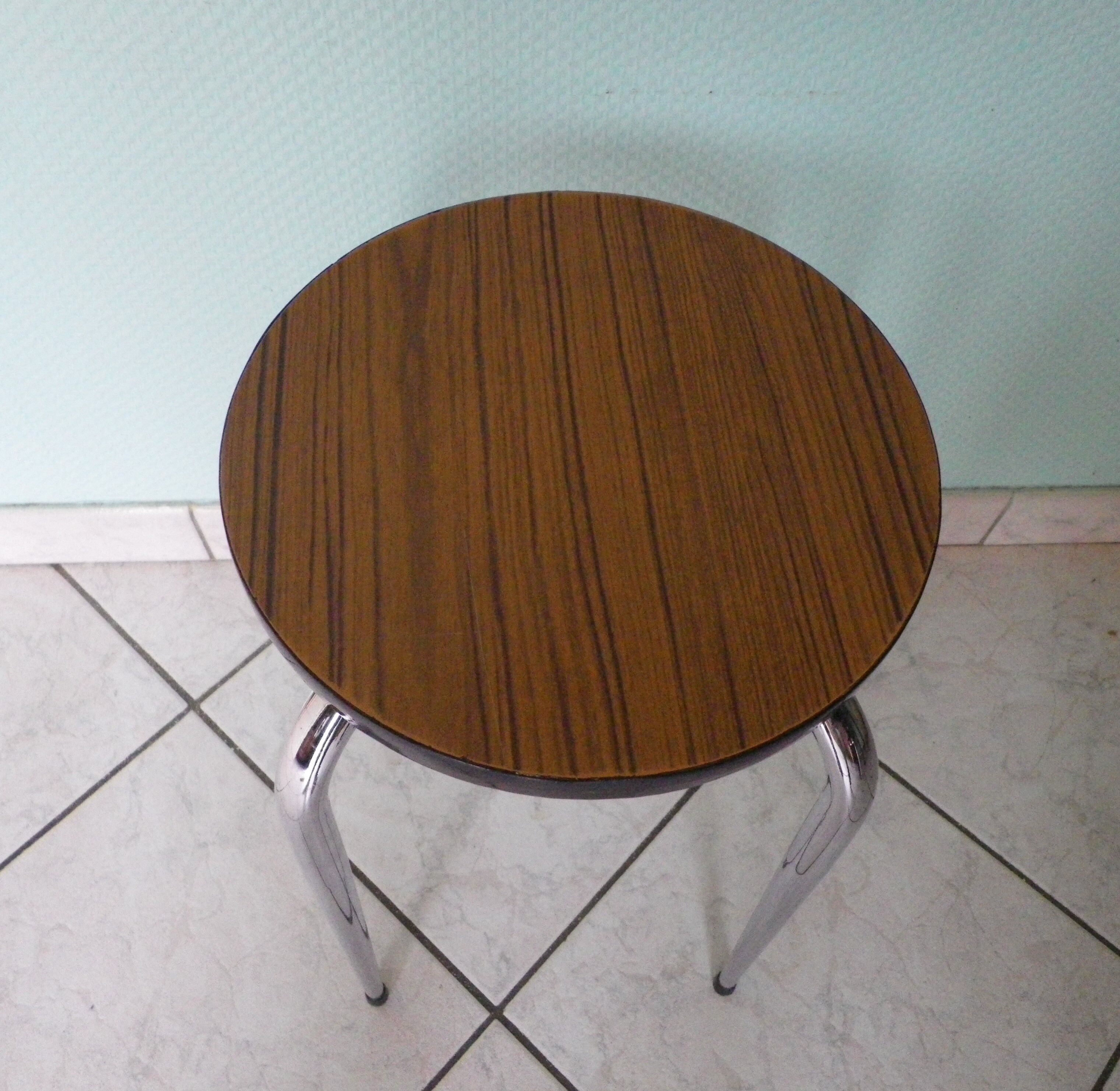 Vintage stool, formica and chrome feet, 60s