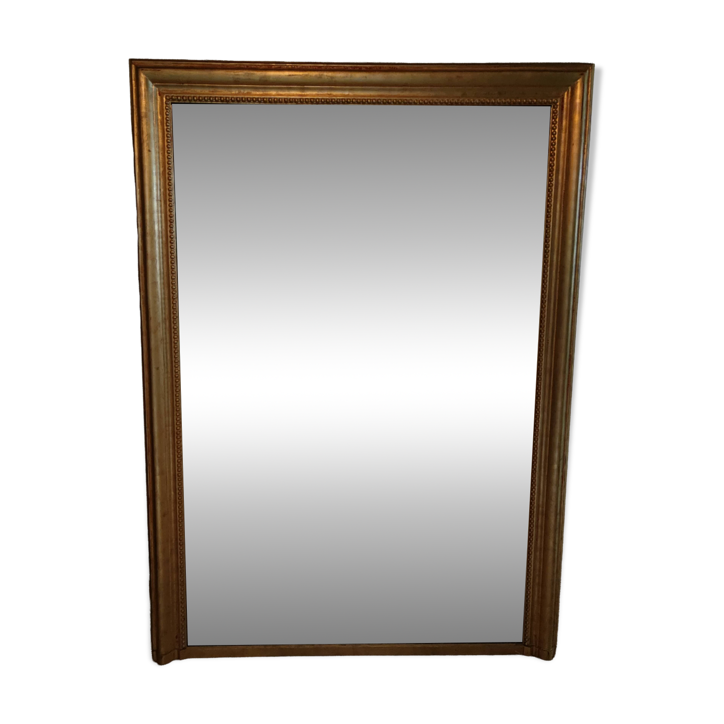 Louis Philippe pearl-gilded mirror in gold leaf, 133/177cm