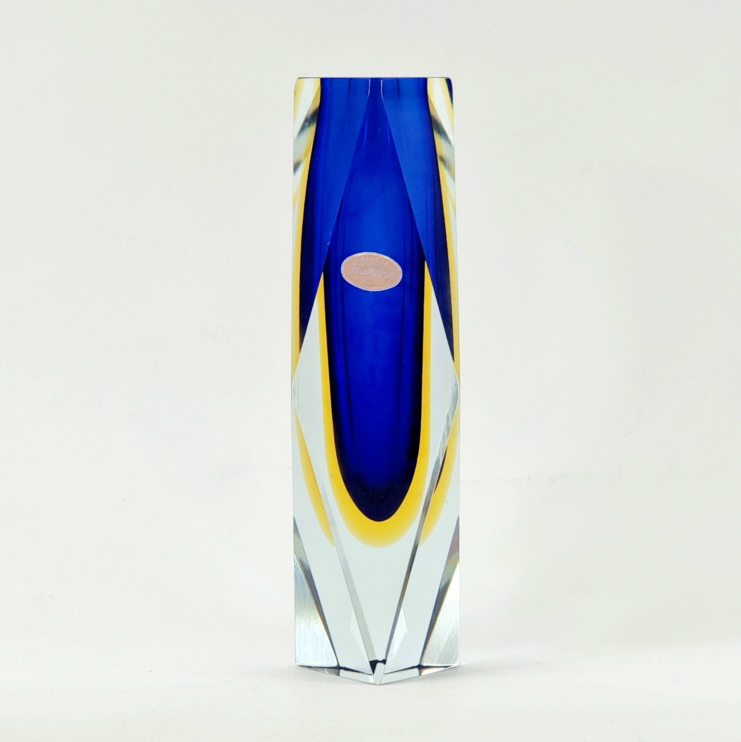 Vase en verre Murano Sommerso du milieu du siècle par F. Poli pour A. Mandruzzato, années 1970.