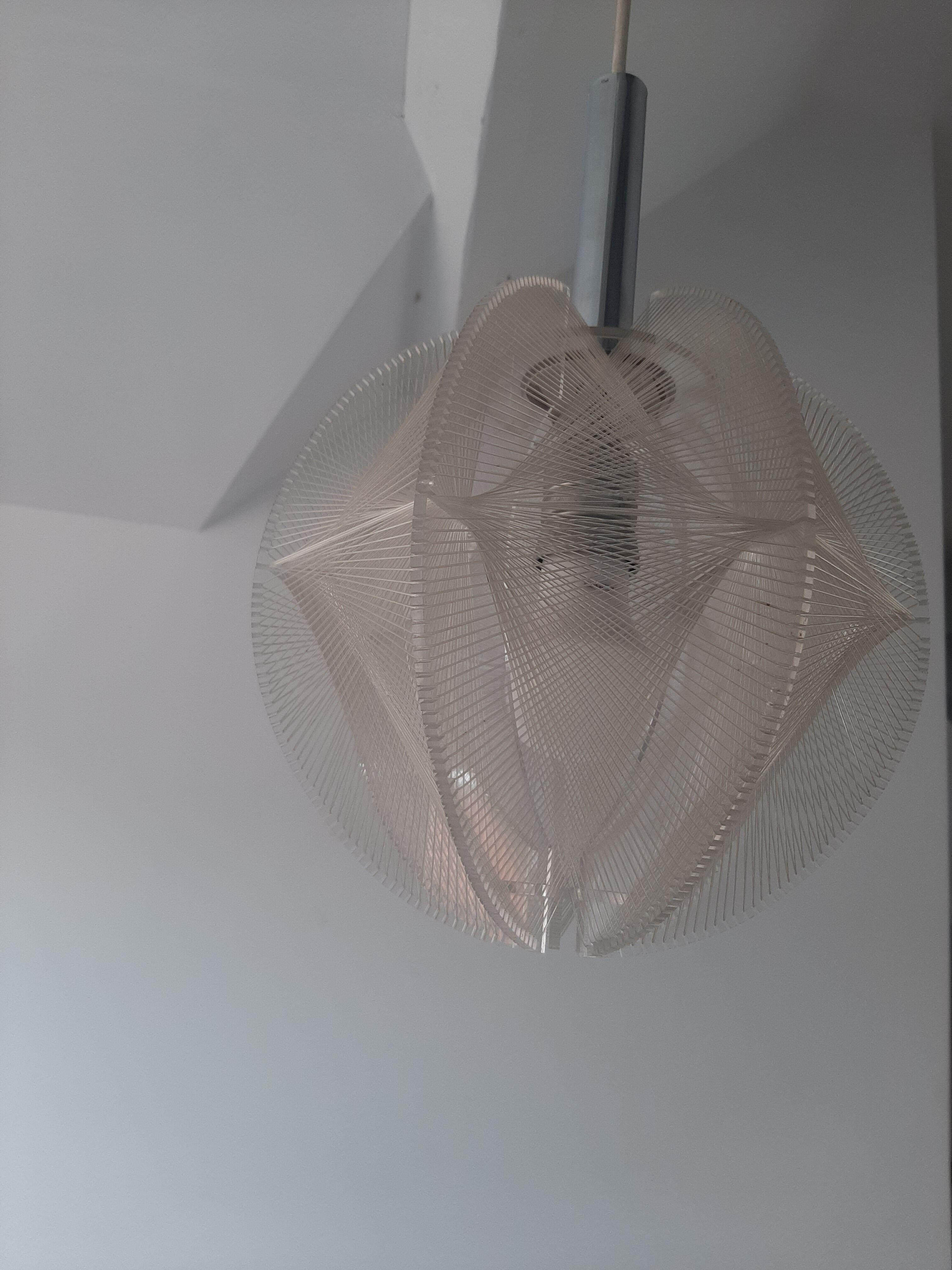 Vintage Sompex pendant lamp in Plexiglas and nylon yarn made by Paul Secon