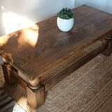 Vintage Brutalist Solid Oak Coffee Table
